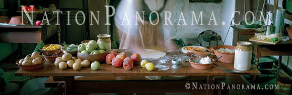 Still Life. Making Pie at historic Colonial kitchen