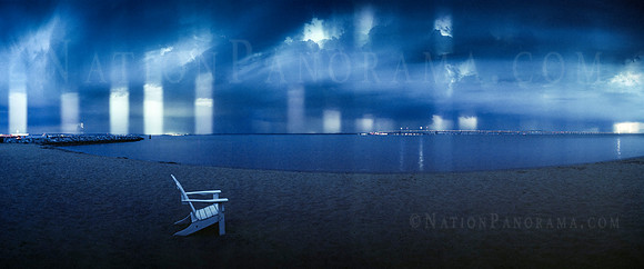 Storm on a beach with lightening