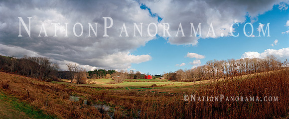 Highlighted Red Barn along I-76, Pennsylvania
