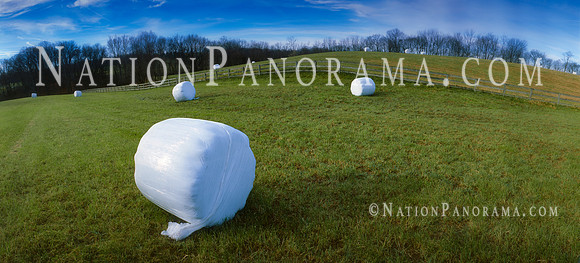 Hay Bales Wrapped In Plastic at field