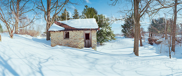 Brick Barn in snow