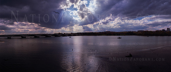 View of Arlington Memorial Bridge over Potomac River.