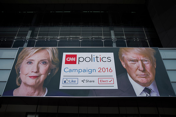 Donald Trump and Hillary Clinton presidential candidates sign. W